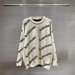 knit sweater women sweater men sweater women Knit Crow Neck Womens Fashion Letter Black Long Sleeve Clothes Pullover Oversized Top Designer Sweater L2