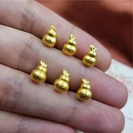 Loose Gemstones 1PCS Solid Pure 24Kt 3D Yellow Gold Pendant Women Gourd Bead 0.1-0.2g 6.2 9.2mm