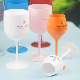 Veuve Clicquot Flutes Glasses Plastic Wine Dishwashersafe White Orange Acrylic Champagne Glass Beer Whiskey Party Cups 240127