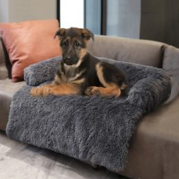 Mats Large Dog Sofa Bed With Soft Long Plush Zipper Removable Washable Cover Warm Pet Kennel Winter Cat Beds Deep Sleep Blanket Mats