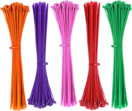 4 inch Colourful Cable Zip Tie Self Locking Nylon Wire Ties Wire Organising Zip Ties Perfect for Office, Home and Garden