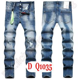 Mens Jeans D2 Luxury Italy Designer Denim Jeans Men Embroidery Pants DQ2&1033 Fashion Wear-Holes splash-ink stamp Trousers Motorcycle riding Clothing US28-42/EU44-58