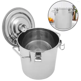 Storage Bottles Stainless Steel Sealed Bucket Food Containers Household Metal Barrel Kitchen 304