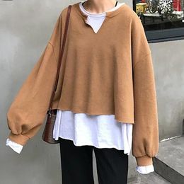 Women's Hoodies Women Casual O Neck Sweatshirt All-Match Fashion Pullover 2024 Plus Size Spring Puff Sleeve Korean Tops Harajuku