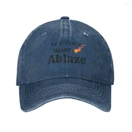 Ball Caps Set Your Heart Ablaze Baseball Cap Rave Funny Hat Women'S 2024 Men'S