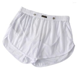 Underpants Men Sexy Lingerie Briefs Seethrough Mesh Lounge Boxer Shorts Middle Waist Underwear Multiple Colors S XL Sizes
