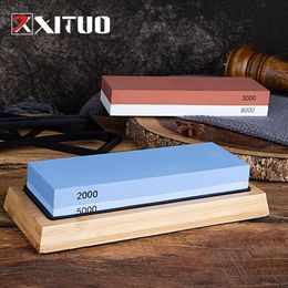 XITUO Knife Sharpener Stone 2 Side Whetstone Kit Quick Sharpening For Damascus And Quality Knife With NonSlip Bamboo Base 247B