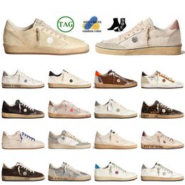 Top Quality Suede Ball Star Leather Low Handmade Designer Casual Shoes Silver Vintage Platform Gold Glitter Trainers Italy Brand Loafers Upper Sneakers