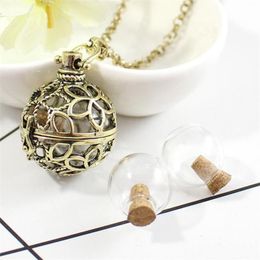 2PCS Bronze Cremation Urn Locket with Fillable Glass Orb Keepsake Jewellery Urn Necklace Cremation Jewellery Memorial Necklace C02253007