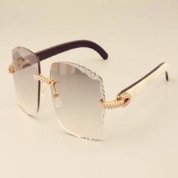 2019 new factory direct luxury fashion diamond sunglasses 3524014 natural mixed horns mirror legs sunglasses engraving lens privat278c