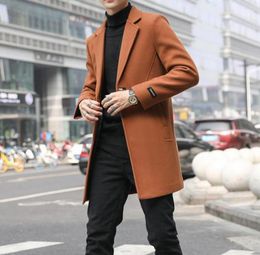 Men039s Trench Coats Orange Woolen Mens Long Winter Large Size Jacket Blue Outercoats Slim Fit Classic Vintage Gentlemen Coat3519588