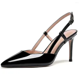 Dress Shoes Lovirs Women's Slingback Thin Heel Pumps Back Strap Pointed Toe High Heels 8.5cm Low Plus Size 5-15