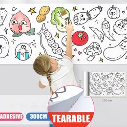 Coloring Paper Roll for Kid Mess Free Sticky Drawing Toddler Wall Activity Stickers Set Gift Toy 240124