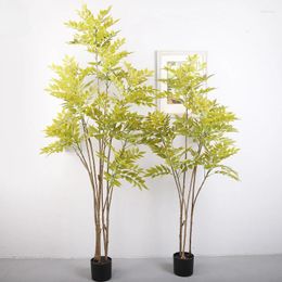Decorative Flowers 150cm 180cm Artificial Chinese Toon Tree Plastic Yellow Green Large Plant For Indoor Outdoor Garden Home Decoration