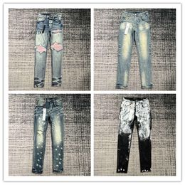 2024 Jeans Lila Designer-Jeans Herren Designer-Jeans für Männer Frauen Hosen Lila Markenjeans Sommerloch Neuer Stil Stickerei Selbstkultivierung und kleine Füße