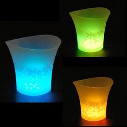 Ice Buckets And Coolers Multicolor 5L Waterproof Plastic LED Bucket Color Bars Nightclubs Light Up Champagne Beer Night Party2428