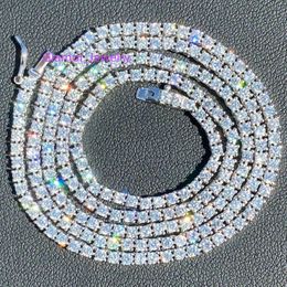 La collana Vvs personalizzata da 2 mm supera il tester del diamante Catena da tennis in argento sterling massiccio Moissanite per donne e uomini