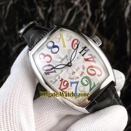 New Crazy Hours 8880 CH COL DRM Colour Dreams Automatic White Dial Mens Watch Silver Case Leather Strap Gents Wristwatches207T