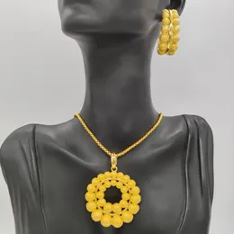 Necklace Earrings Set Gold Plated Jewelry For Women African Design Pendant And Weddings Party Dubai Bride