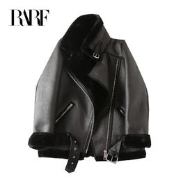 RARF The womens jacket with thick warm and thick lamb feather rider jacket with artificial fur 240126