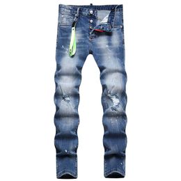 TR APSTAR dsq Men Jeans Hip Hop Rock Moto Casual Design Ripped skinny Jeans slim Denim Biker COOLGUY JEANS dsq 1035 Colour blue