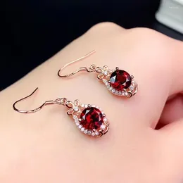 Stud Earrings Vintage Charm Real And Natural Garget Earring 925 Sterling Silver Garnet