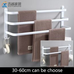 Towel Hanger Rack 30-60cm Shower Bar Storage Wall Holder Organiser Hook Rail White Aluminium Bath Shelf Bathroom Accessories 240118