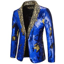 Spring Outfit New Dual Color Sequin Small Suit Large Size New Stage Performance Suit Nightclub DJ Singer Suit Men