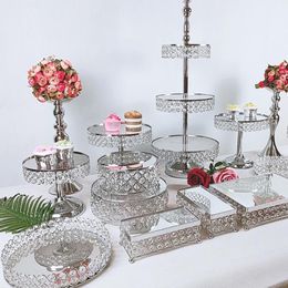 Other Bakeware 1pcs Round Cake Stand Pedestal Holder Party Crystal Silver Color216G