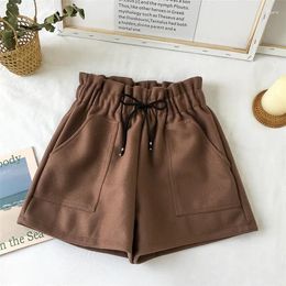 Women's Shorts Women Winter High Waist Solid Casual Loose Thick Warm Straight Booty