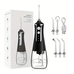 1 Set Electric Water Flossers For Teeth, Whitening Dental Oral Irrigator With 5 Jet Tips, 3 Cleaning Modes, 10.14oz Detachable Reservoir