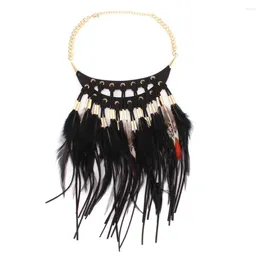 Necklace Earrings Set Trendy Fashion Feather Tassel Statement Gold Colour Chain Pendant Chunky Women Necklaces Jewellery Accessories