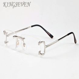 popular fashion sports sunglasses rimless clear glasses mens eyeglasses gold silver metal frame buffalo horn glasses with box and 222o