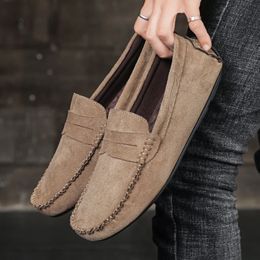 Suede Men Casual Shoes Fashion Male Lazy Breathable Comfort Slipon Mens Driving Luxury Brand Loafers Moccasins 240124