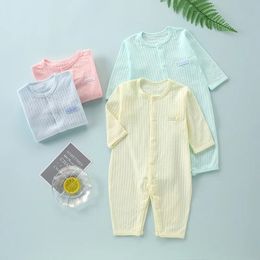 born Baby Summer Thin Romoers Long Sleeved Ha Clothes Todder Baby Girls Pink Climbing Air-conditioning Suit Pajamas Onesie 240119