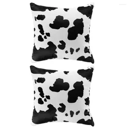 Pillow 2 Pcs Case Square Cases Car Covers Peacock Cow Pattern Cotton Pillowcase Ornament