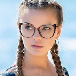 Fashion Sunglasses Frames 2021 Sexy Cat Eye Anti-blue Glasses Women Vintage Leopard Eyeglasses Frame Female Optical Computer Spect188Y