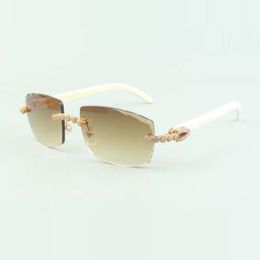 2022 Bouquet Diamond Sunglasses 3524015 with Natural white buffs glasses and cut Lens 3 0 Thickness269y