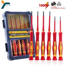 6 In1 Precision Screwdriver Bit 1000V Insulated Phillips Slotted Screw Driver Magnetic Multifunctional Electrician Repair Tool 240123