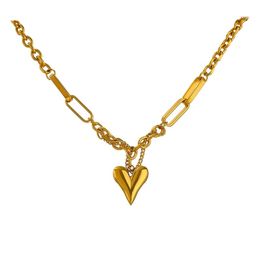 Romantic Heart Pendant Necklace for Women High Quality 14k Yellow Gold Texture Choker Necklace Anniversary