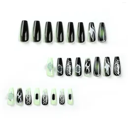 False Nails Women's Ultra-long Nail Full Coverage Ballerina Green Black Fake For Art Manicure Decoration