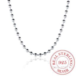 Chains 925 Sterling Silver 3mm Smooth Beads Ball Chain Choker Necklace For Women Trendy Wedding Engagement Jewelry Collier Femme283T