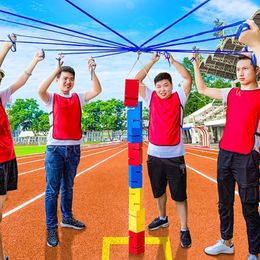 Child Outdoor Teamwork Game Props Toy Children Cooperate To Build Tower Kindergarten Sensory Equipment Kids Sports Toys 240123