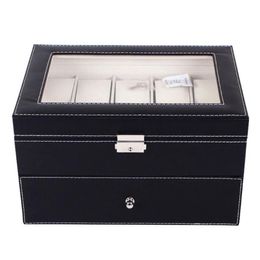 20 Grids PU Leather Watch Box Case Professional Holder Organiser for Clock Watches Jewellery Storage Boxes Case Display188g