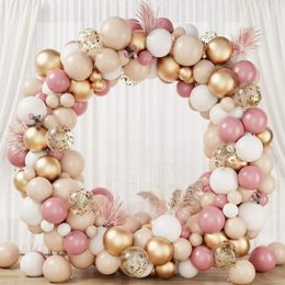 112pcs Blush Retro Pink Balloons Garland Arch Kit for Birthday Party Wedding Baby Shower Decorations 240124