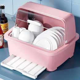 Kitchen Storage HOOKI Official Tableware Boxed Household Cup Holder With Lid Bowl Dish Rack Plastic Cupboard Box