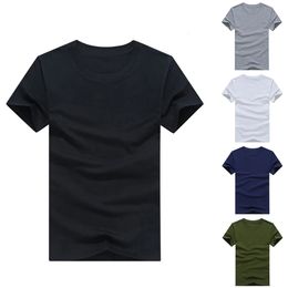 Casual Style Plain Solid Color Mens T-shirts Cotton Regular Fit T-shirts Summer Tops Tee Shirts Basic Man Clothing 5XL 240126