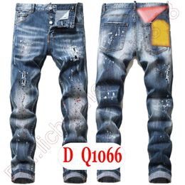 Mens Jeans D2 Luxury Italy Designer Denim Jeans Men Embroidery Pants DQ2&1063 Fashion Wear-Holes splash-ink stamp Trousers Motorcycle riding Clothing US28-42/EU44-58