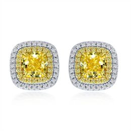 Designer Earring Women S925 Sterling Silver Stud Earrings Fashion Woman Ear Ring Womens Yellow Pink Diamond Earings 2 25CT Zircon 271n