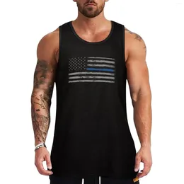 Men's Tank Tops Blue Line (Gray) Top Anime Gym Man Clothes T Shirts